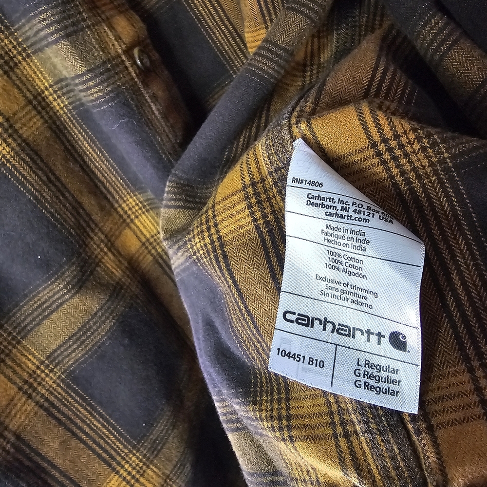Carhartt Original Fit Plaid Flannel Button Down Shirt Sz L - Picture 6 of 9
